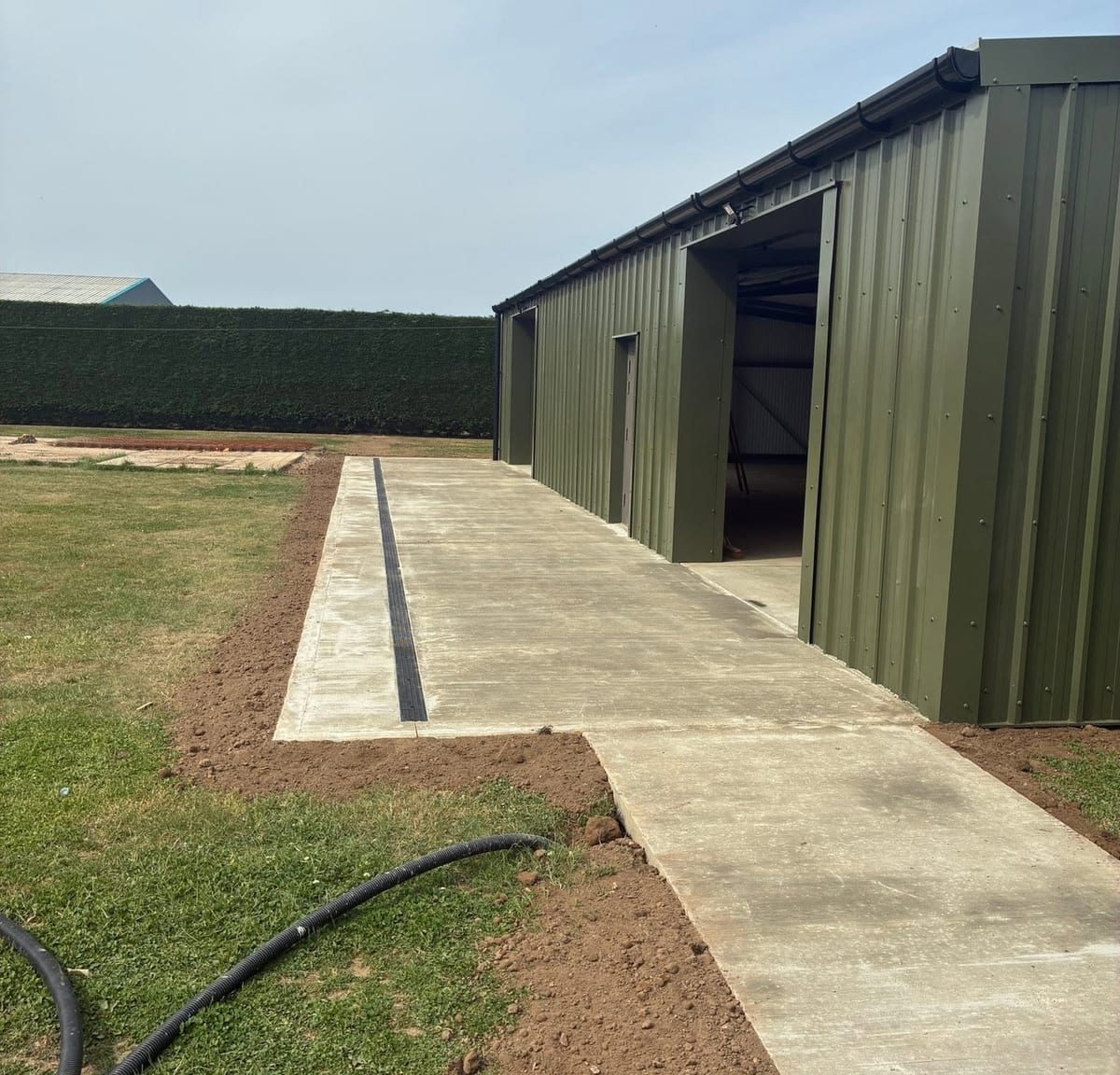 Finished apron with integrated drainage, by J.E. Jones, groundworks and earthworks contractors, Lincolnshire