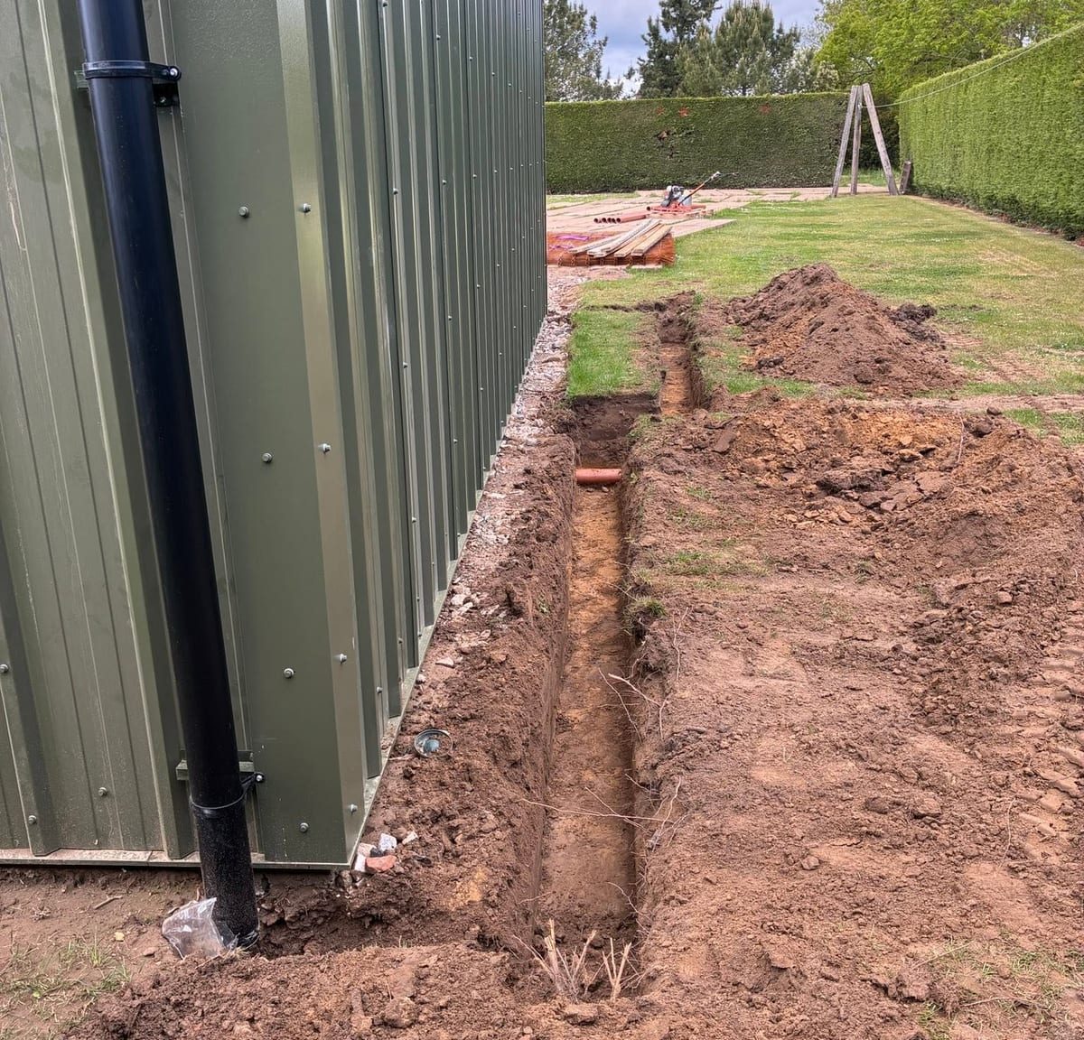 Perimeter drainage trench, by J.E. Jones, groundworks and earthworks contractors, Lincolnshire
