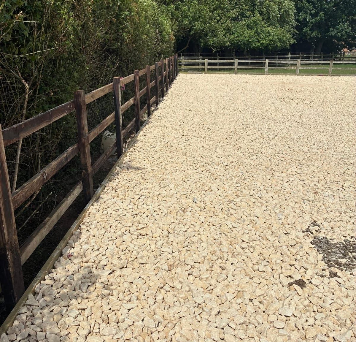 Gravel track alongside post-and-rail - J.E. Jones Ltd, groundworks and earthworks contractors, Lincolnshire