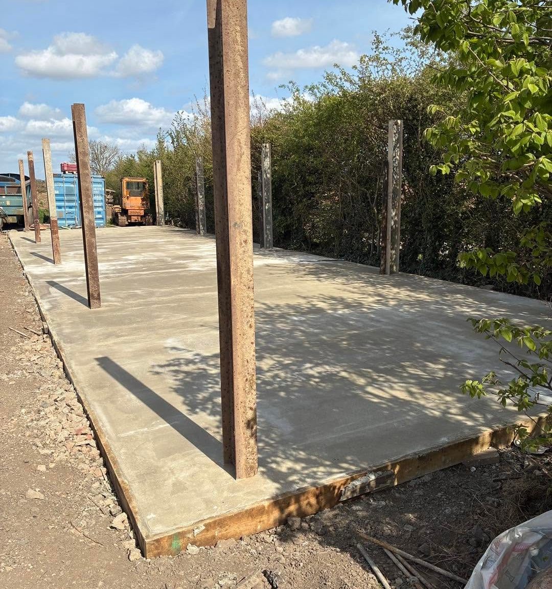 Concrete base poured and finished, by J.E. Jones, groundworks and earthworks contractors, Lincolnshire